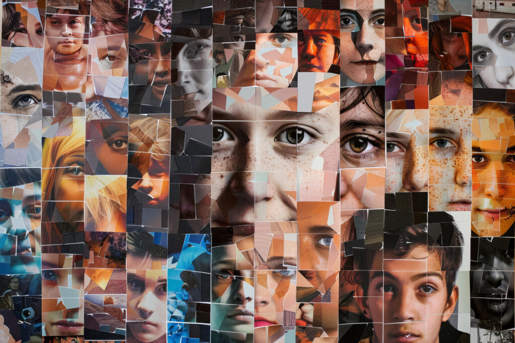 A mosaic of faces from the global autistic community, emphasizing the beauty and diversity of neurodiversity, --ar 3:2 --style raw --stylize 50 --v 6